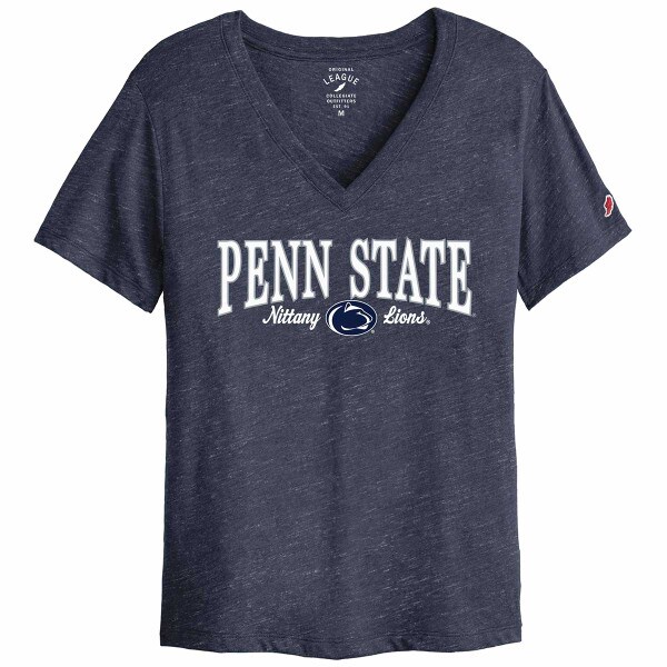 women's short sleeve navy heather v-neck t-shirt with Penn State Nittany Lions and Athletic Logo
